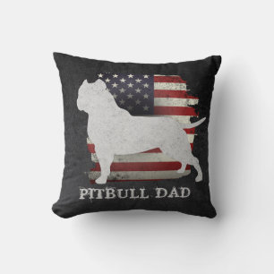 Coussin Patriotique Pitbull Papa Américain Drapeau Jeter O