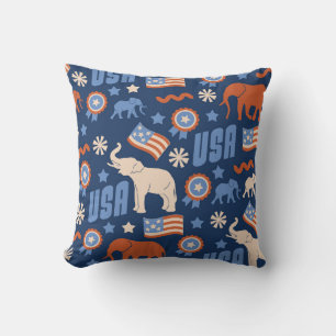 Coussin Patriotique républicain USA Elephant