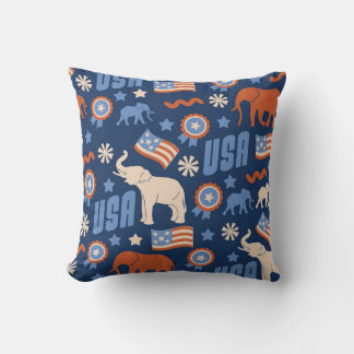 Coussin Patriotique républicain USA Elephant