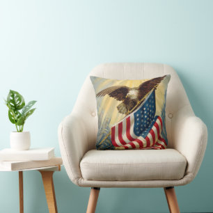 Coussin Patriotisme Vintage, Drapeau américain aigle patri