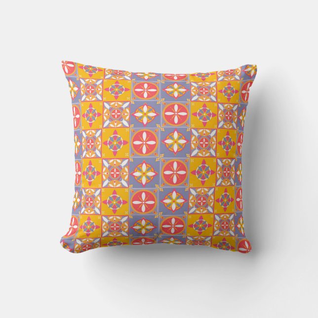 Coussin Patrón azulejo de colores alegres (Recto)