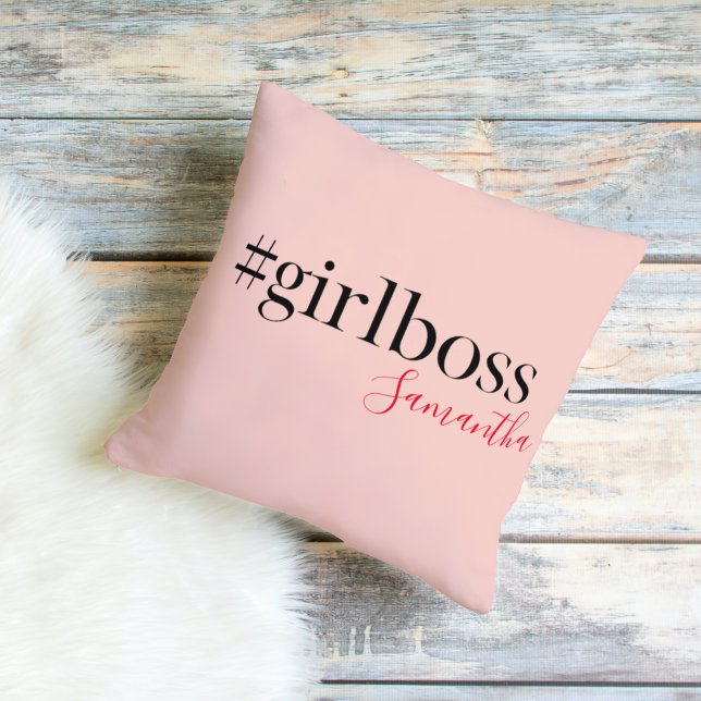 Coussin Patron et nom de fille rose moderne | best Girly G (Créateur téléchargé)