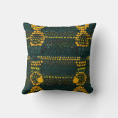 Coussin Patte de point de zigzag jaune et vert rétro (Verso)