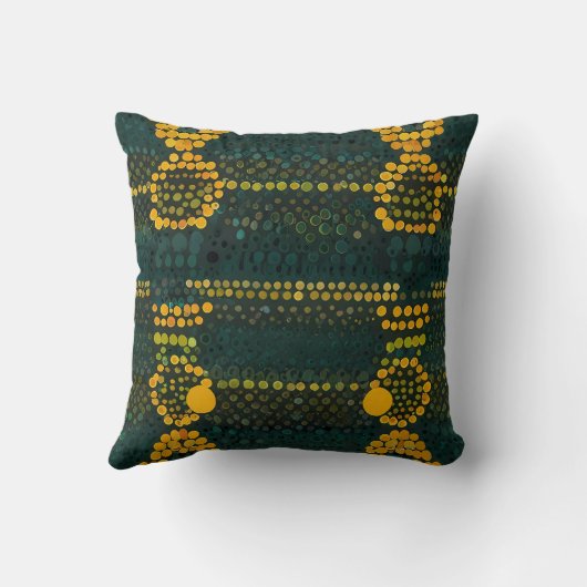 Coussin Patte de point de zigzag jaune et vert rétro (Verso)