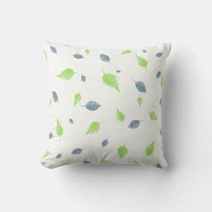 Coussin Pattern Blue & Green Leaves