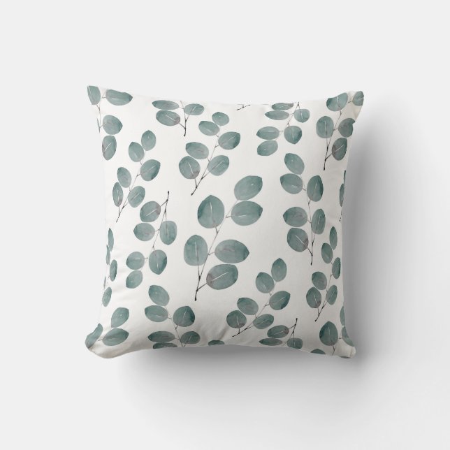 Coussin Pattern de Watercolor Silver Dollar Eucalyptus Lea (Recto)