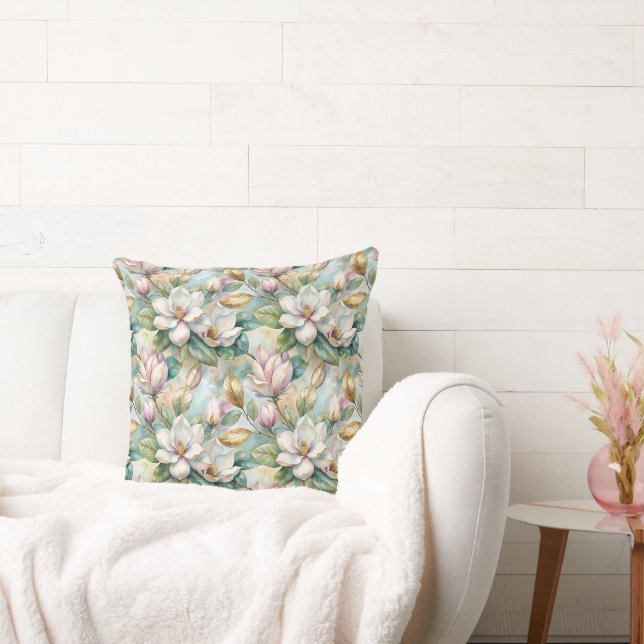 Coussin Pattern Elegant Magnolia Flowers (Canapé)