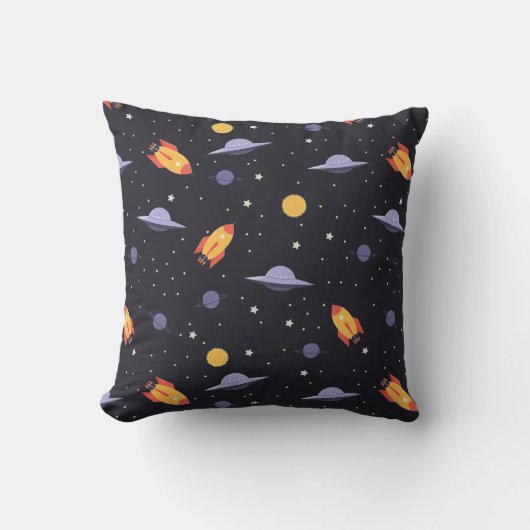 Coussin Pattern space lavender orange black (Recto)