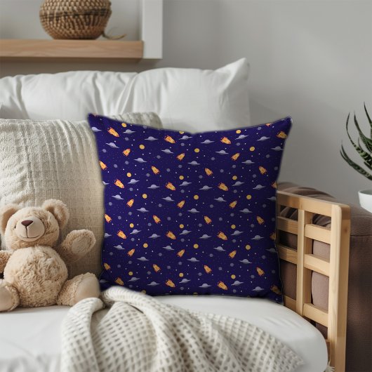 Coussin Pattern space lavender orange dark blue