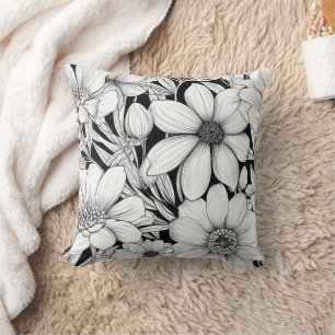 Coussin Patters de Black & White Floral