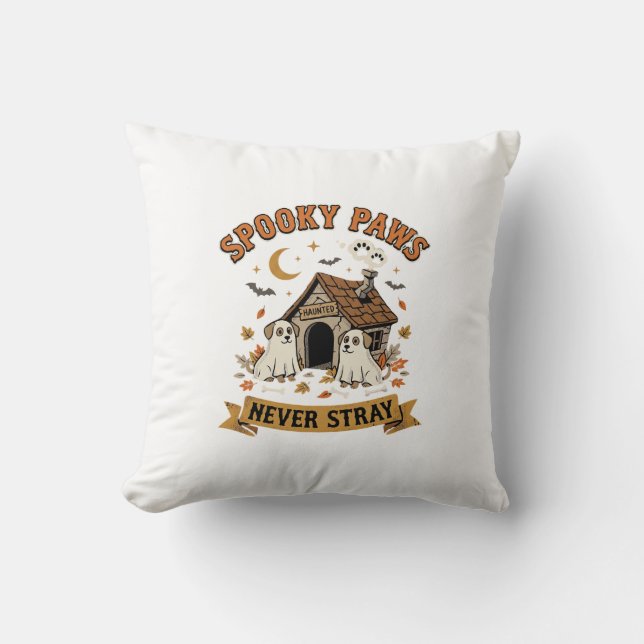 Coussin Pattes de chien fantôme Halloween (Recto)