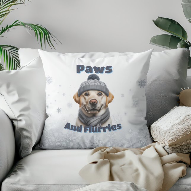Coussin Pattes & Flocons - Design Chien Hiver (Créateur téléchargé)