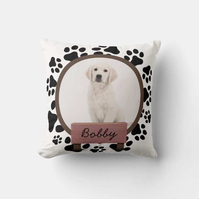 Coussin pattes mignonnes Noël fête Custom Chien Photo (Recto)