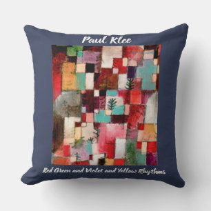 Coussin Paul Klee Red Green et rythmes violet et jaune
