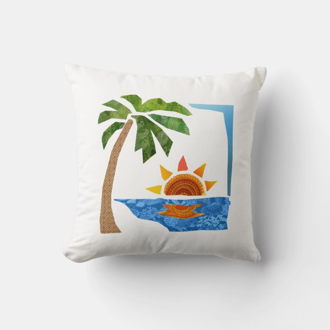 Coussin Paume, Sun et mer (Recto)