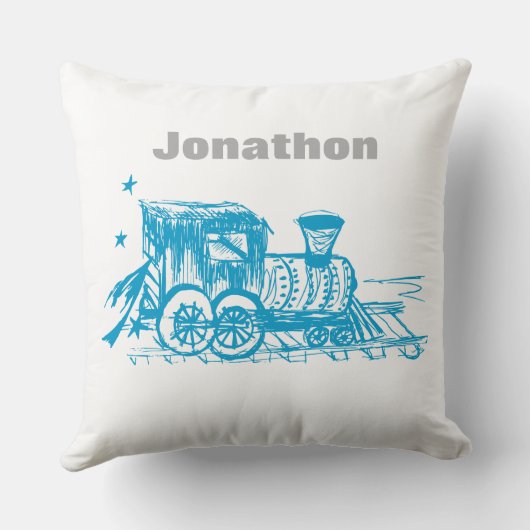 Coussin Pavé bleu Choo Choo Train Boys Room Nursery (Verso)