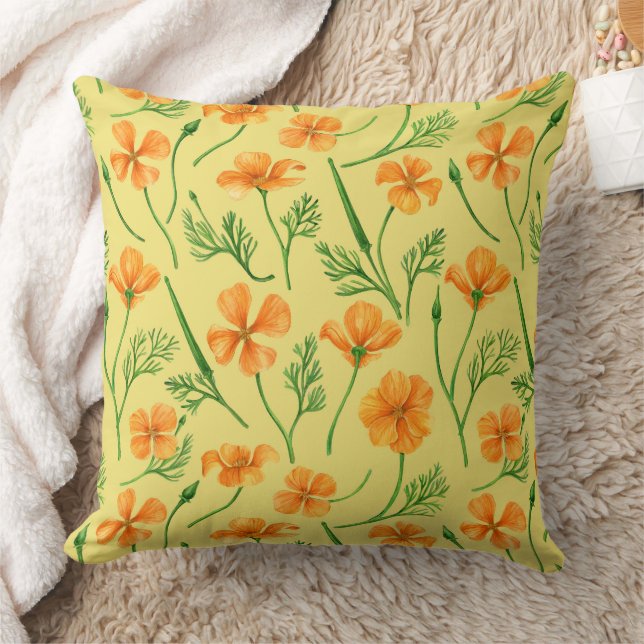 Coussin Pavot de Californie, fleurs d'été, orange wil (Couverture)