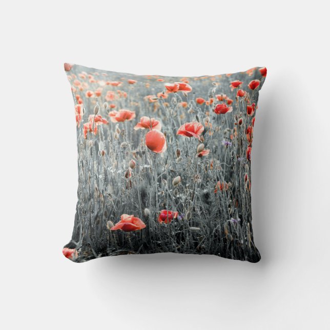 Coussin Pavot fleur sauvage (Recto)