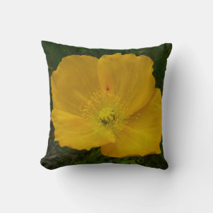 Coussin Pavot jaune Fleur sauvage de l'Alaska Floral