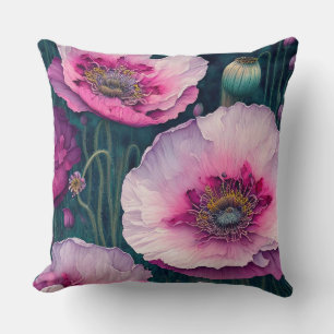 Coussin Pavot rose Abstrait