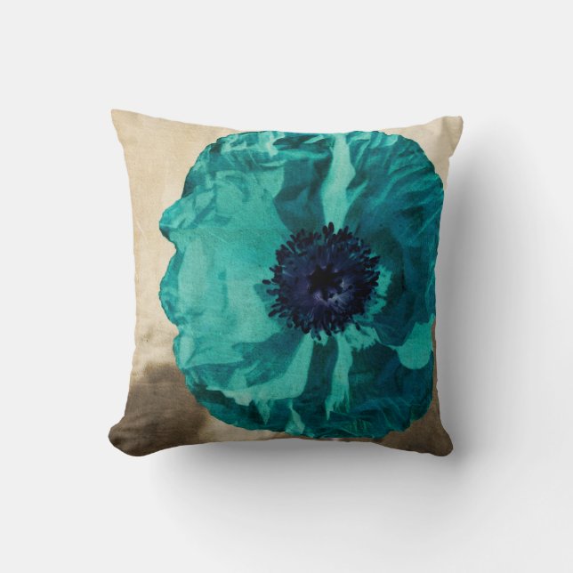 Coussin Pavot turquoise (Recto)