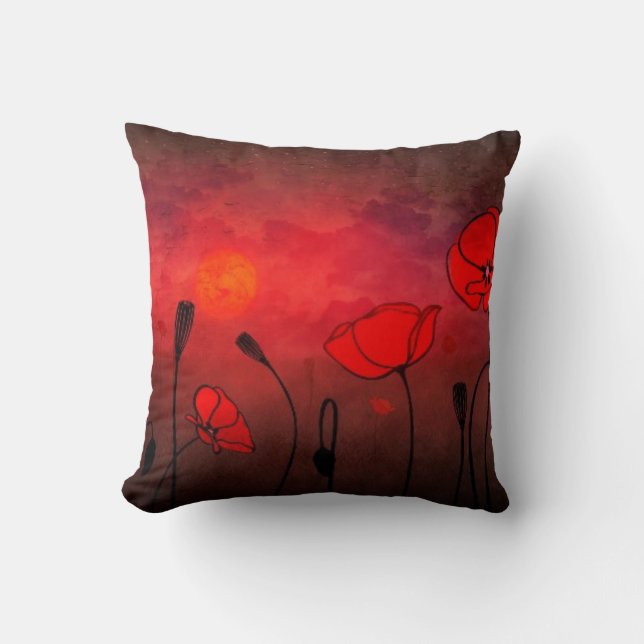 Coussin Pavots au coucher du soleil (Recto)