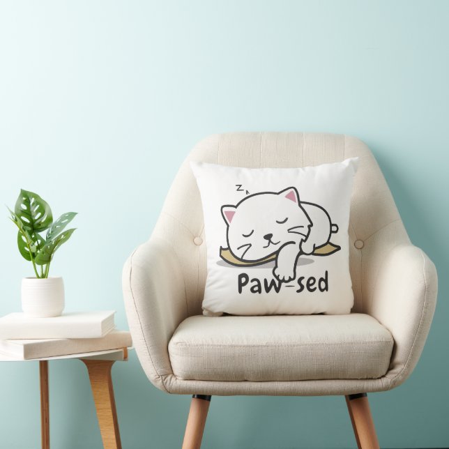 Coussin Paw-sed Cat Throw Pillow – Soft & Snuggly Nap Deco (Chaise)