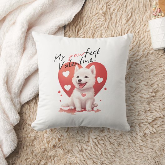 Coussin Pawfect Valentine - adorable chiot Jindo blanc (Couverture)