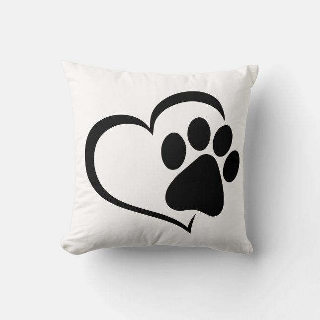 Coussin PawPrint et Heart Design (Recto)