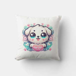 Coussin Pawprints on My Heart, Forever Kawaii Puppy