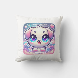 Coussin Pawprints on My Heart Kawaii Puppy Pet Lover Décor