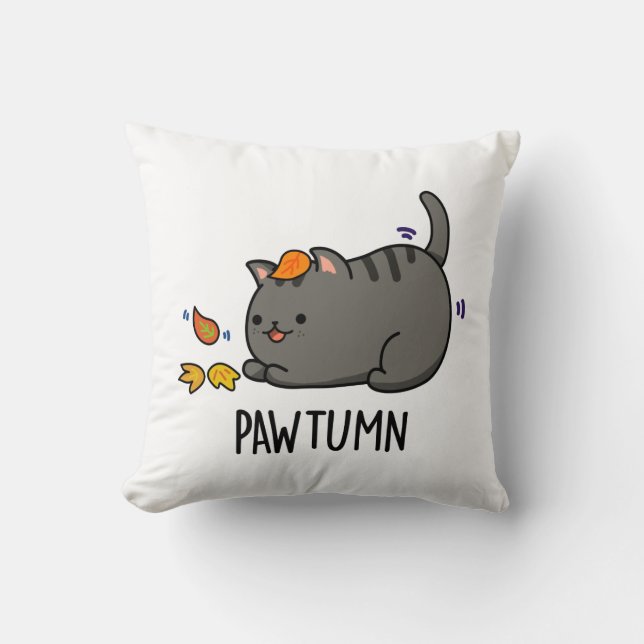 Coussin Pawtume mignon Automne Kitty Cat Pun (Recto)