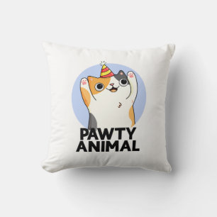 Coussin Pawty Animal Funny Party Chat Pun