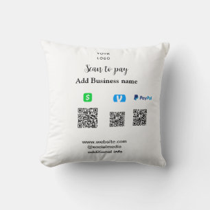 Coussin Paypal Cashapp venmo scannez pour payer QR ajoutez