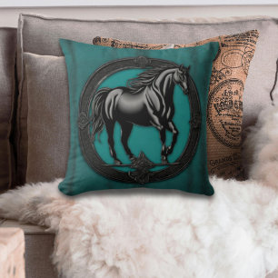 Coussin Pays de l'Ouest équin équestre Cheval noir