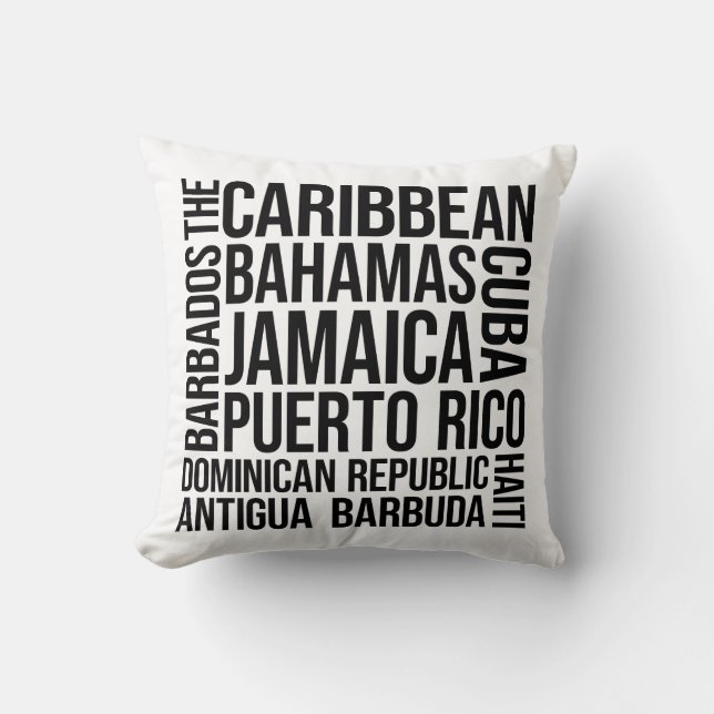 Coussin Pays des Caraïbes Word Art - Jamaïque (Recto)