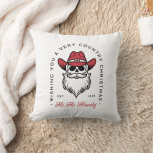 Coussin Pays Noël Howdy Père Noël voeux de cowboy
