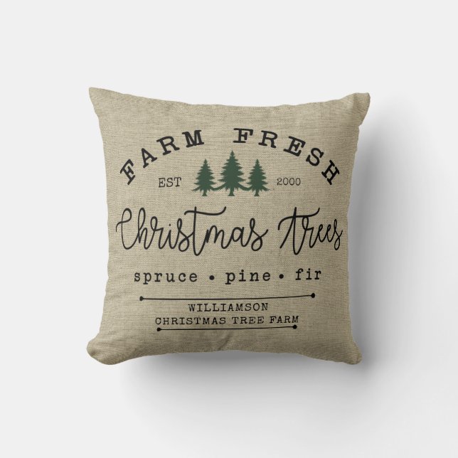 Coussin Pays Russe Nom de famille Ferme d'arbre de Noël (Recto)