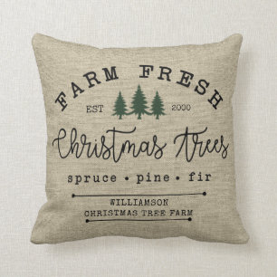 Coussin Pays Russe Nom de famille Ferme d'arbre de Noël 