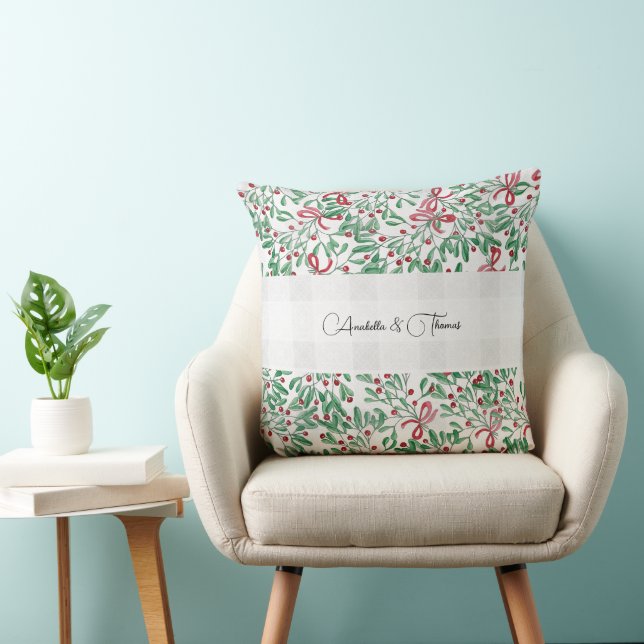 Coussin Pays Rustique Mistletoe Aquarelle Art (Chaise)