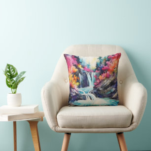 Coussin Paysage à l'encre colorée
