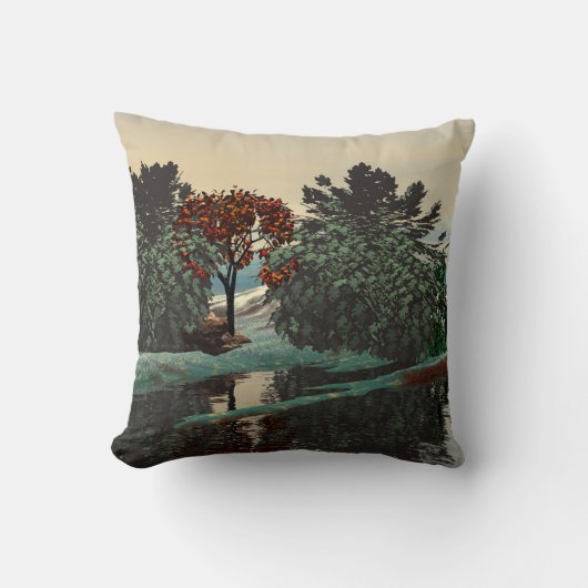 Coussin PAYSAGE ALIEN,ARBRES,LAGOON HYPERION Science-ficti (Recto)