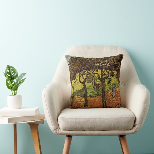 Coussin Paysage, arbres et figures par Vincent van Gogh (Chaise)