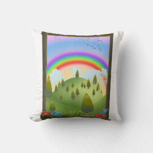 Coussin Paysage arc-en-ciel heureux