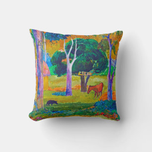 Coussin Paysage au cochon et au cheval, Gauguin