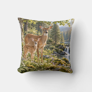 Coussin Paysage boisé de la famille des cerfs