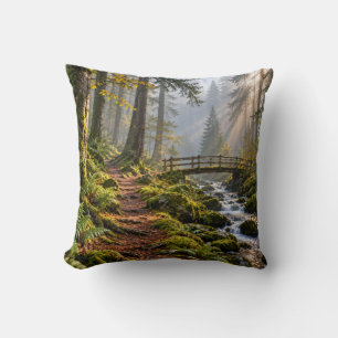 Coussin Paysage boisé de ruisseau forestier