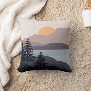 Coussin Paysage coloré du lac de montagne