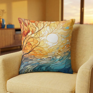 Coussin Paysage dans des motifs d'art populaire ukrainien 