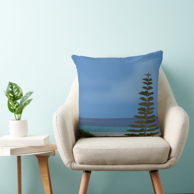 Coussin Paysage d'arbre de pin de mer de plage (Chaise)